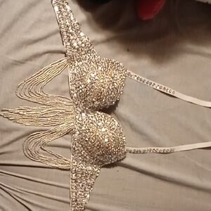 Sparkling Silver Beaded Bra